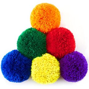 6-Pack Soft Fleece Balls Large 5-inch Dodgeball Playground Balls, Rainbow Pack Size for Dodge Ball, Handball, Camps and Schools