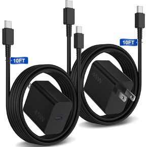2Pack 45W Super Fast Charger Type C, USB C Wall Charging Block Adapter and 6ft Android Phone Charger Cable Cord for Samsung Galaxy S23 Ultra/S23+/S23 Plus/S22/S21+/S20/S10/Z Flip 3/Note20/10+/iPad Pro
