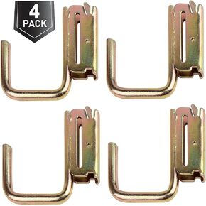 10 Pack E-Track Steel J-Hooks,Tie-Down Accessories w/E-Track Spring Fitting Attachments for X-Track Systems Tie Down Anchor Points Pickup,Cargo Van,Enclosed Trailers,Semi-Trucks Trailer Hang Tools