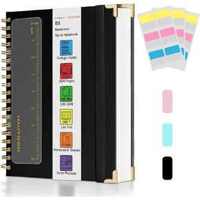 HAUTOCO Spiral Notebook Journal 8.5"x 11", College Ruled Leather Notebook with 320 Pages, 100 GSM Paper, A4 Hardcover Notebook, Lined Journaling Notebooks for Work, Office, School, Business, Black