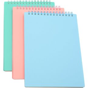 Yansanido Top Bound Spiral Notebook, 3 Pcs 3 Color A5 Size Thick Plastic Hardcover 8mm Ruled Paper 80 Sheets (160 Pages) Journal for School and Office Supplies (Dark Color)