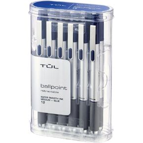 TUL BP3 Ballpoint, Retractable, Medium Point, 1.0 mm, Silver Barrel, Blue Ink, Pack Of 12 in Kuwait
