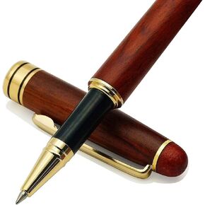 Genuine Rosewood Ballpoint Pen Writing Set - Extra 2 Black Ink Refills - Fancy Nice Gift Wooden Pen Set for Signature Executive Business Journaling