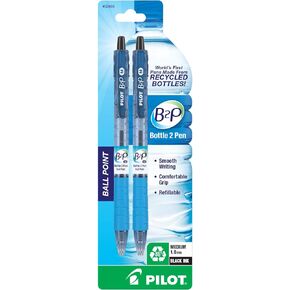 PILOT B2P - Bottle to Pen Refillable & Retractable Ball Point Pen Made From Recycled Bottles, Medium Point, Black/Blue/Red/Green/Purple Inks, 5-Pack (32814)
