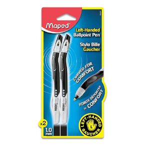 Maped - Visio Left-Handed Quick-Drying Ballpoint Pen - 2 Pack - Left Handed - Innovative