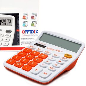 OFFDIX Large Office Calculators Office Desktop Black Calculator for 2018 Gift, Solar and Battery Dual Power Electronic Calculator Portable 12 Digit Large Office Calculator LCD Display Desk Calculator