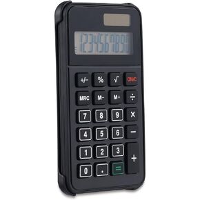 1InTheOffice 10 Digit Pocket Calculator, Office Calculator, Dual Powered Handheld Calculator, Solar and Battery, Black, 1 Pack