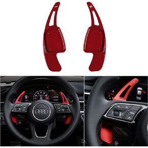 Steering Wheel Paddle Shifter Extensions Fit for Audi A4 2017-2019 A3 S3 2017-2020 A5 S4 S5 2018-2019 Q5 SQ5 2018-2021 Q7 2017-2021 Q8 2019-2021 SQ7 SQ8 2020-2021 TT 2016-2021 TTS 2016-2020 (Red)