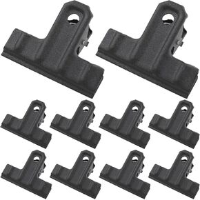 10 Pcs Metal Bull Clips Thickened, 2-1/2 Inch Large Black Hinge Clips, Food Bag Clips Heavy Duty File Clamps Photo Paper Clip Picture Binder Clips for Drawing Board Office Kitchen