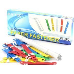 1Set/50pcs Plastic File Fastener 2-Hole Binder Clip Paper Fasteners 5 Colors Loose-Leaf Binding Clamp 8cm