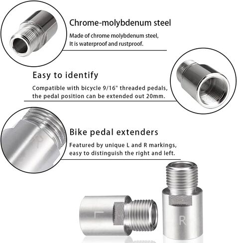 1 Pair Bicycle Pedal Extenders Chrome-Molybdenum Steel Pedal Adapter Fit 9/16 Inch Threaded Pedals Bike Extend by 20mm (0.79 Inch) CNC Machining Bicycle Pedal Accessories in Saudi Arabia