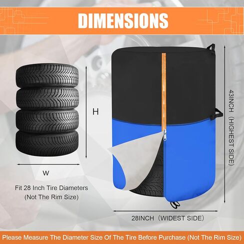 أغطية الإطارات لتخزين أكياس تخزين الإطارات الكبيرة المقاومة للماء للاستخدام في الهواء الطلق، غطاء تخزين الإطارات الاحتياطية الموسمية، أكياس الإطارات المتينة المستخدمة في الشاحنات، وسيارات الدفع الرباعي، والمقطورة للحماية من المطر والثلج، تناسب الإطارات مق in Kuwait