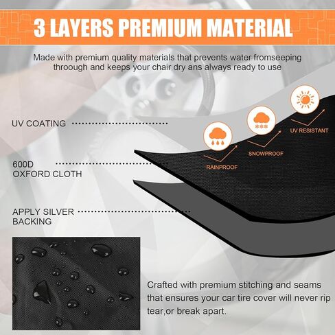 أغطية الإطارات لتخزين أكياس تخزين الإطارات الكبيرة المقاومة للماء للاستخدام في الهواء الطلق، غطاء تخزين الإطارات الاحتياطية الموسمية، أكياس الإطارات المتينة المستخدمة في الشاحنات، وسيارات الدفع الرباعي، والمقطورة للحماية من المطر والثلج، تناسب الإطارات مق in Kuwait