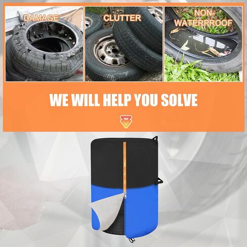 أغطية الإطارات لتخزين أكياس تخزين الإطارات الكبيرة المقاومة للماء للاستخدام في الهواء الطلق، غطاء تخزين الإطارات الاحتياطية الموسمية، أكياس الإطارات المتينة المستخدمة في الشاحنات، وسيارات الدفع الرباعي، والمقطورة للحماية من المطر والثلج، تناسب الإطارات مق in Kuwait