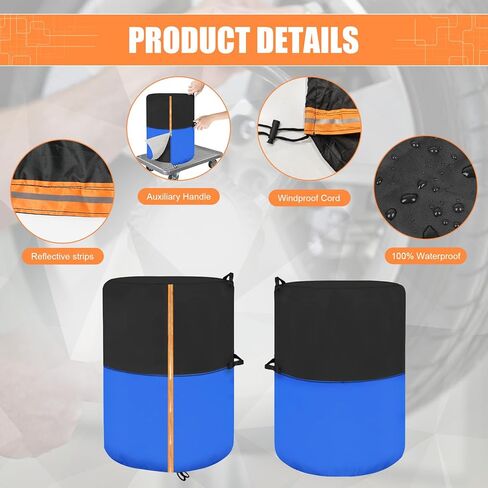 أغطية الإطارات لتخزين أكياس تخزين الإطارات الكبيرة المقاومة للماء للاستخدام في الهواء الطلق، غطاء تخزين الإطارات الاحتياطية الموسمية، أكياس الإطارات المتينة المستخدمة في الشاحنات، وسيارات الدفع الرباعي، والمقطورة للحماية من المطر والثلج، تناسب الإطارات مق in Kuwait