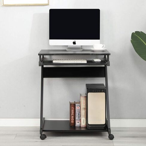 SogesPower Mobile Computer Desk Work Workstation with Printer Shelf and Keyboard Space Computer Workstation for Home and Office,White in Kuwait