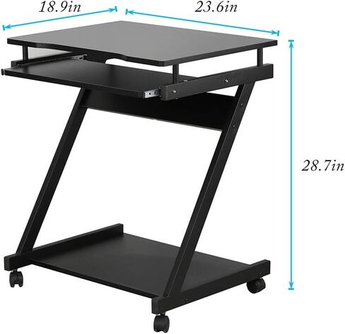 SogesPower Mobile Computer Desk Work Workstation with Printer Shelf and Keyboard Space Computer Workstation for Home and Office,White in Kuwait