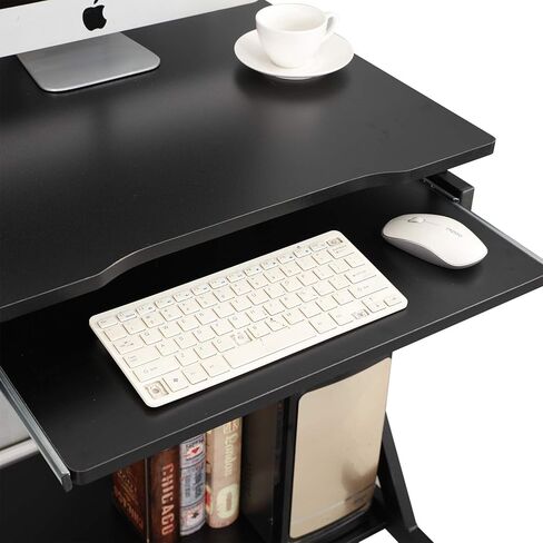 SogesPower Mobile Computer Desk Work Workstation with Printer Shelf and Keyboard Space Computer Workstation for Home and Office,White in Kuwait
