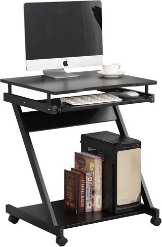SogesPower Mobile Computer Desk Work Workstation with Printer Shelf and Keyboard Space Computer Workstation for Home and Office,White in Kuwait