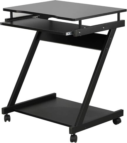 SogesPower Mobile Computer Desk Work Workstation with Printer Shelf and Keyboard Space Computer Workstation for Home and Office,White in Kuwait