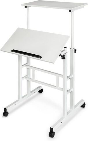 MoNiBloom Mobile Desk Workstation Height Adjustable Rolling Laptop Stand Table with Wheels for Home Office Laptop Cart, Computer Desk, Black in Kuwait