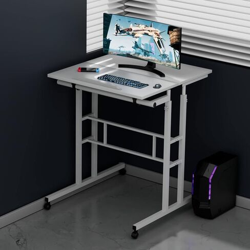MoNiBloom Mobile Desk Workstation Height Adjustable Rolling Laptop Stand Table with Wheels for Home Office Laptop Cart, Computer Desk, Black in Kuwait