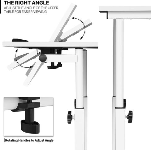 MoNiBloom Mobile Desk Workstation Height Adjustable Rolling Laptop Stand Table with Wheels for Home Office Laptop Cart, Computer Desk, Black in Kuwait