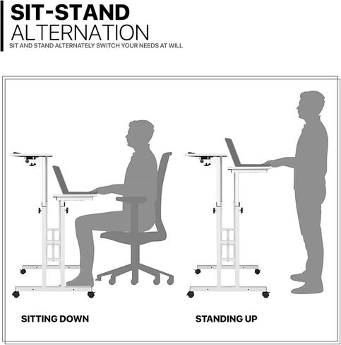 MoNiBloom Mobile Desk Workstation Height Adjustable Rolling Laptop Stand Table with Wheels for Home Office Laptop Cart, Computer Desk, Black in Kuwait