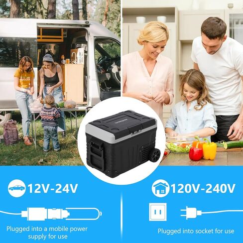 ثلاجة سيارة، ثلاجة سيارة RV بسعة 37 لترًا مع منطقة مزدوجة، -4 ℉-68 ℉ 12/24 فولت تيار مستمر و110-240 فولت تيار متردد، مبرد ضاغط فريزر محمول سعة 35 لتر للتخييم، والسفر، والخارج، والمنزل، رمادي in Saudi Arabia
