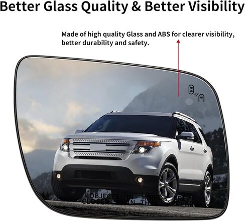 استبدال مرآة جانبية للركاب لسيارة Ford Explorer 2011 2012 2013 2014 2015 2016 2017 - زجاج مرآة الجانب الأيمن، زجاج مرايا الرؤية الخلفية مع تسخين كهربائي ونقطة عمياء (BB5Z17K707D) in Kuwait