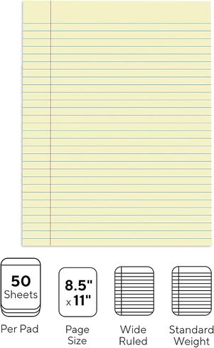 STAPLES 154138 8-1/2-Inch X 11-Inch Canary Glue-Top Notepad Wide Ruled 12/Pack in Saudi Arabia