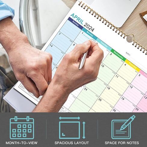 Wall Calendar 2024-2025, January 2024-June 2025, 15" x 12", Highlight Holidays, Planning Calendar, Thick Paper in Kuwait