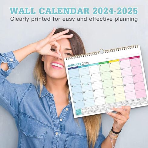 Wall Calendar 2024-2025, January 2024-June 2025, 15" x 12", Highlight Holidays, Planning Calendar, Thick Paper in Kuwait