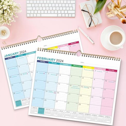 Wall Calendar 2024-2025, January 2024-June 2025, 15" x 12", Highlight Holidays, Planning Calendar, Thick Paper in Kuwait