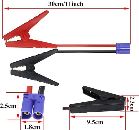 Jumper Cable Adapter Battery Starting Cable Alligator Clamp to EC5 Starting Cable car Emergency Starting Power Clip Cable (10 AWG) All Copper Silicone for Prevent Reverse Charge[0.3m/1FT] in Saudi Arabia