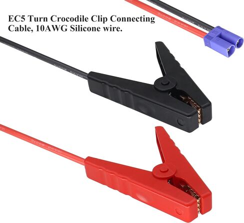 Jumper Cable Adapter Battery Starting Cable Alligator Clamp to EC5 Starting Cable car Emergency Starting Power Clip Cable (10 AWG) All Copper Silicone for Prevent Reverse Charge[0.3m/1FT] in Saudi Arabia