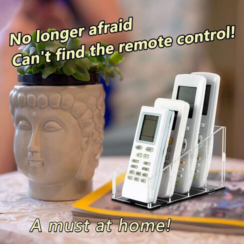 منظم حامل جهاز التحكم عن بعد للتلفزيون أكريليك 4 مقصورات، مجموعة فرشاة مكياج وحامل قلم لمكيف الهواء، بلو راي، أدوات التحكم في السخان ومستحضرات التجميل واللوازم المكتبية (عبوة واحدة، منحني، شفاف) in Kuwait