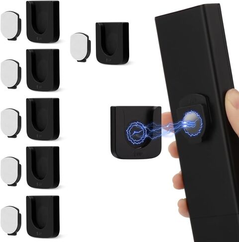WALLFID Magnetic Remote Control Holder Wall Mount, Innovative Slot Design for Effortless Organization of Home, Office, and School Supplies - Organize and Fix Remotes with Ease (Black, 2 pack) in Saudi Arabia