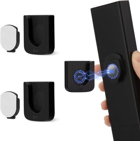 WALLFID Magnetic Remote Control Holder Wall Mount, Innovative Slot Design for Effortless Organization of Home, Office, and School Supplies - Organize and Fix Remotes with Ease (Black, 2 pack) in Saudi Arabia