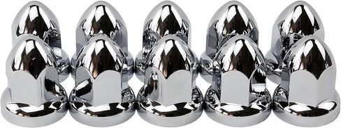 أغطية صامولة ذات حواف من بلاستيك ABS من الكروم مقاس 33 مم، عبوة من 10 قطع in Kuwait