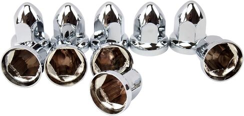 أغطية صامولة ذات حواف من بلاستيك ABS من الكروم مقاس 33 مم، عبوة من 10 قطع in Kuwait