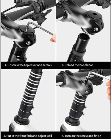 LIXADA Bike Stem Riser, Bike Fork Stem Extender, Handlebar Riser Adapter, Suitable for Mountain Bike, Road Bike, MTB, ect.(Aluminium Alloy, Adjustable, Black) in Saudi Arabia