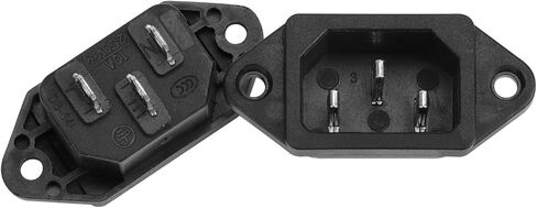 Screw Mount 3 Pins IEC320 C14 Inlet Power Plug Socket AC 250V 10A Black Pack of 2 in Kuwait