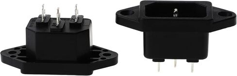 Screw Mount 3 Pins IEC320 C14 Inlet Power Plug Socket AC 250V 10A Black Pack of 2 in Kuwait