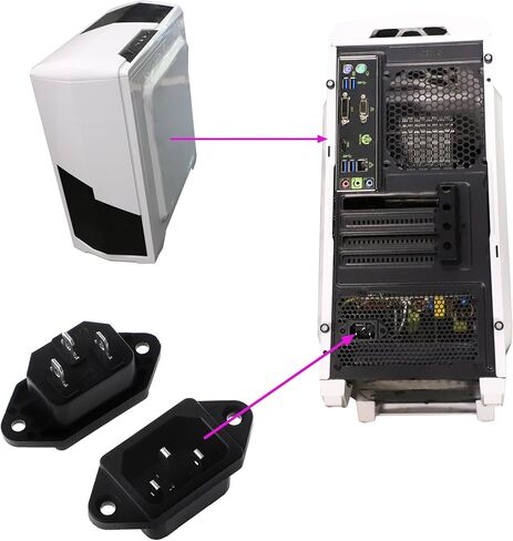 Screw Mount 3 Pins IEC320 C14 Inlet Power Plug Socket AC 250V 10A Black Pack of 2 in Kuwait