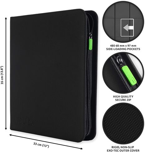 مجلد بسحاب Vault X Premium Exo-Tec XL - مجلد ألبوم بطاقات التداول مقاس 12 جيبًا XL - مجلد جيب تحميل جانبي 624 لـ TCG (أزرق) in Kuwait