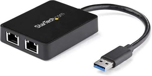 StarTech.com USB 3.0 إلى محول جيجابت إيثرنت ثنائي المنفذ مع منفذ USB - 10/100/100 - محول USB Gigabit LAN Network NIC (USB32000SPT) in Kuwait