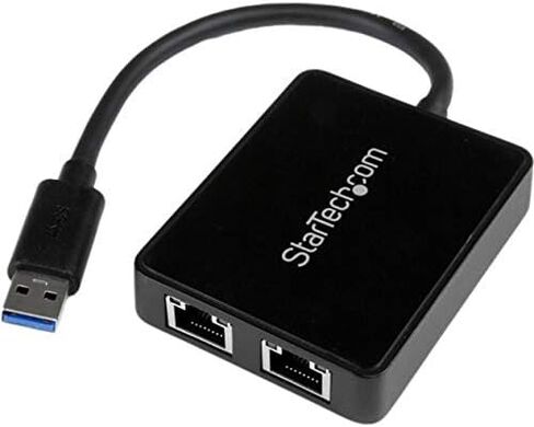 StarTech.com USB 3.0 إلى محول جيجابت إيثرنت ثنائي المنفذ مع منفذ USB - 10/100/100 - محول USB Gigabit LAN Network NIC (USB32000SPT) in Kuwait