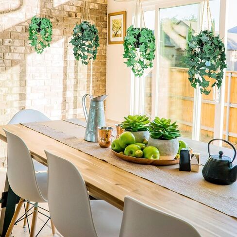 Artificial Hanging Potted Plants Set of 3, Faux Greenery Hanging Plants with Pots Fake Potted Vines for Home Kitchen Office Indoor Outdoor Decor in Saudi Arabia