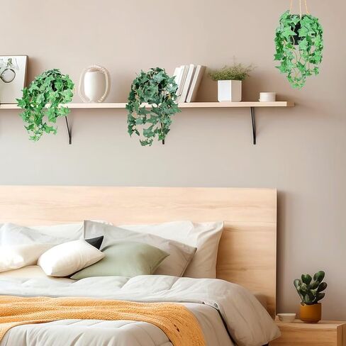 Artificial Hanging Potted Plants Set of 3, Faux Greenery Hanging Plants with Pots Fake Potted Vines for Home Kitchen Office Indoor Outdoor Decor in Saudi Arabia